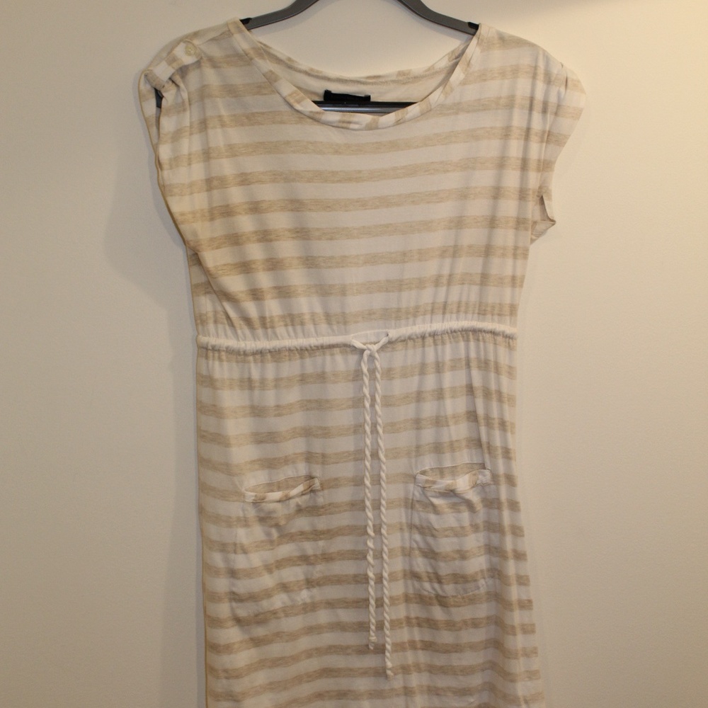 Banana Republic Striped Cream & White Dress